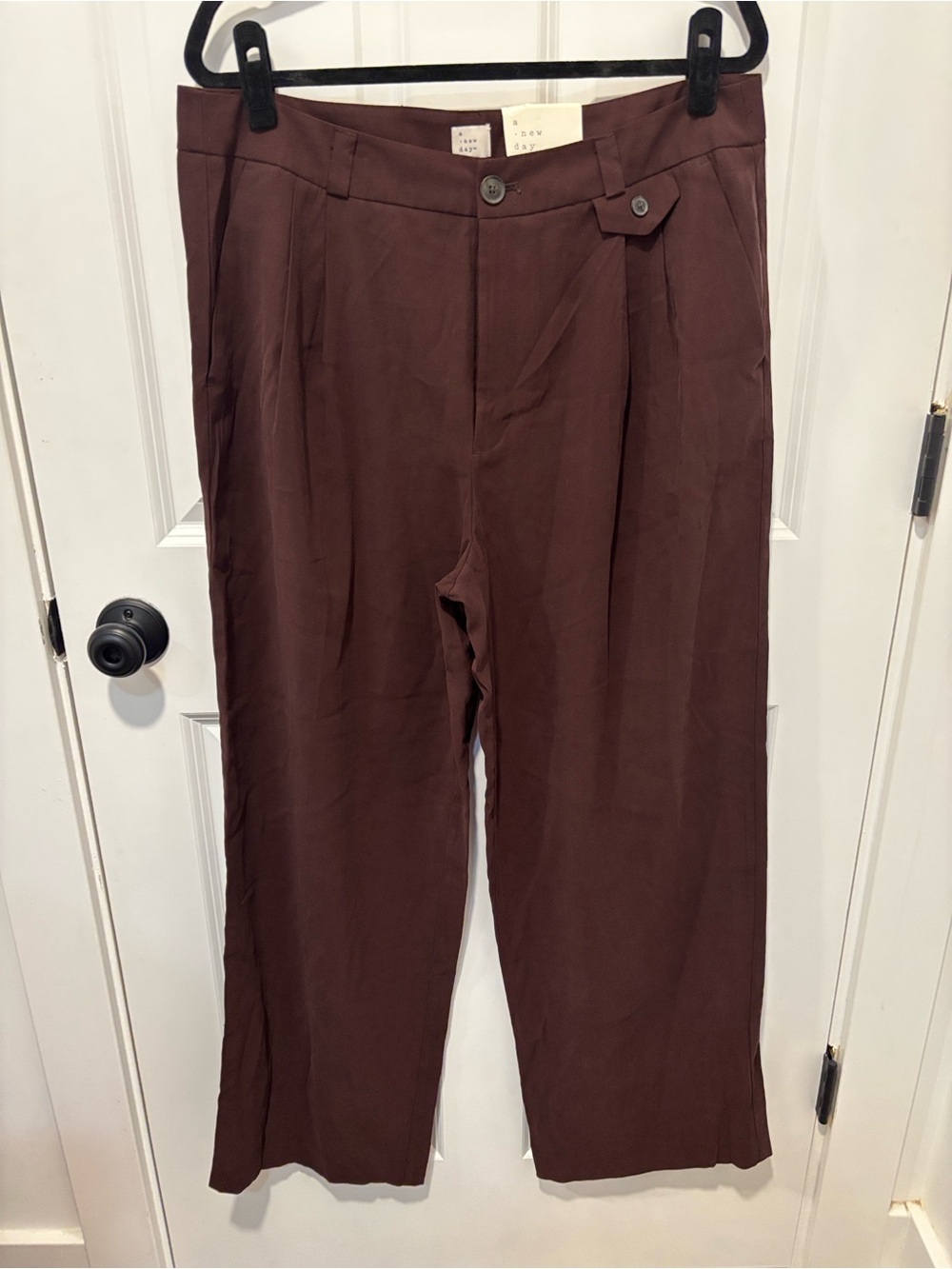 Wide Leg High Rise Pants - Maroon - Picture 1 of 3